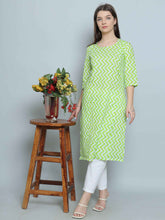 Green Pure Cotton Straight Feeding Kurta Set
