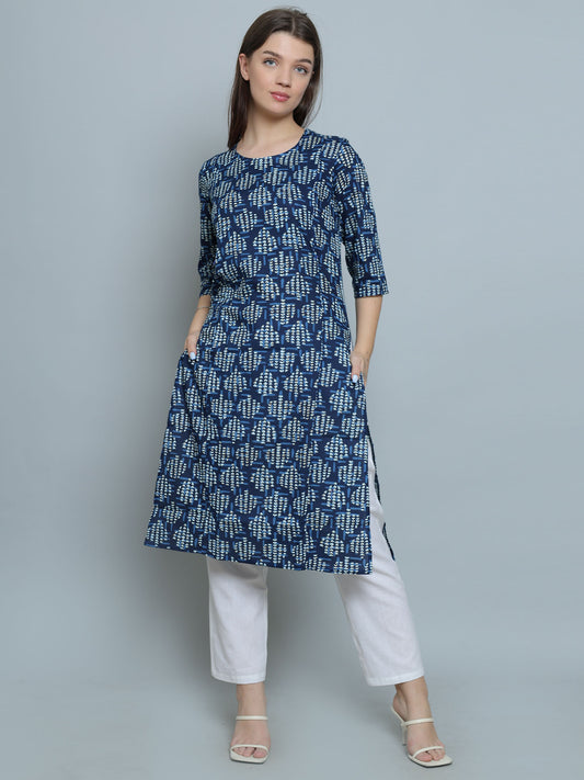 Straight Feeding Kurta Set | Pure Cotton | Blue