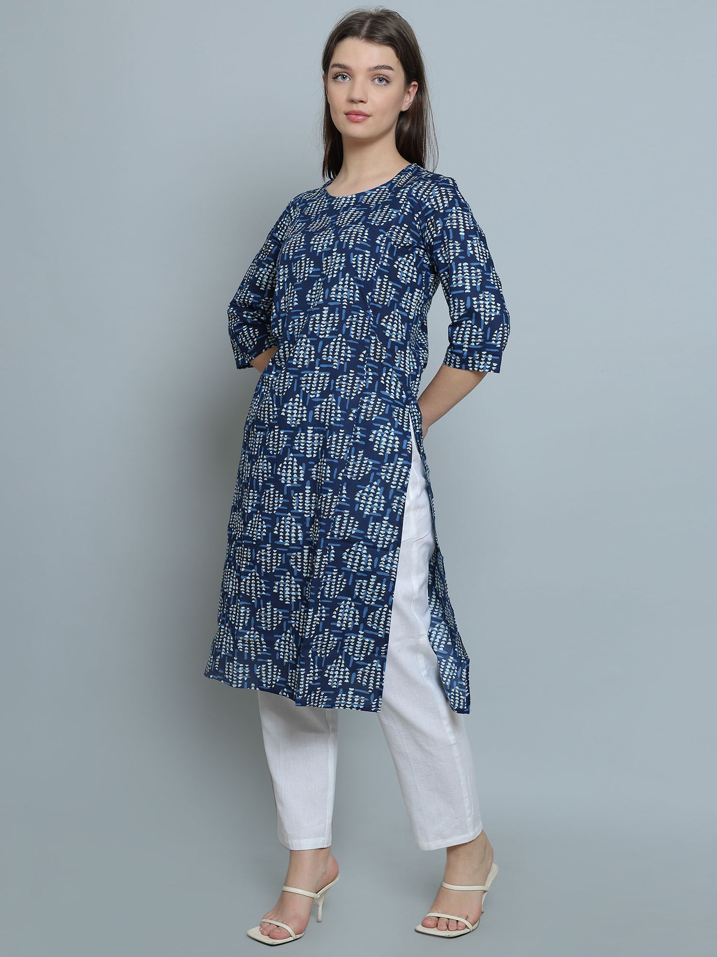 Straight Feeding Kurta Set | Pure Cotton | Blue