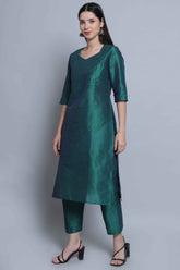 Green Festive Straight Feeding Kurta Set with Dupatta