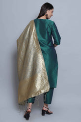 Green Festive Straight Feeding Kurta Set with Dupatta