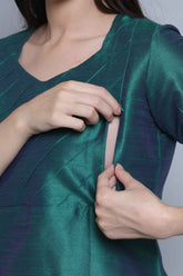 Green Festive Straight Feeding Kurta Set with Dupatta