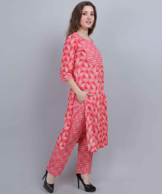 Pure Cotton Pink Straight Feeding Kurta Set