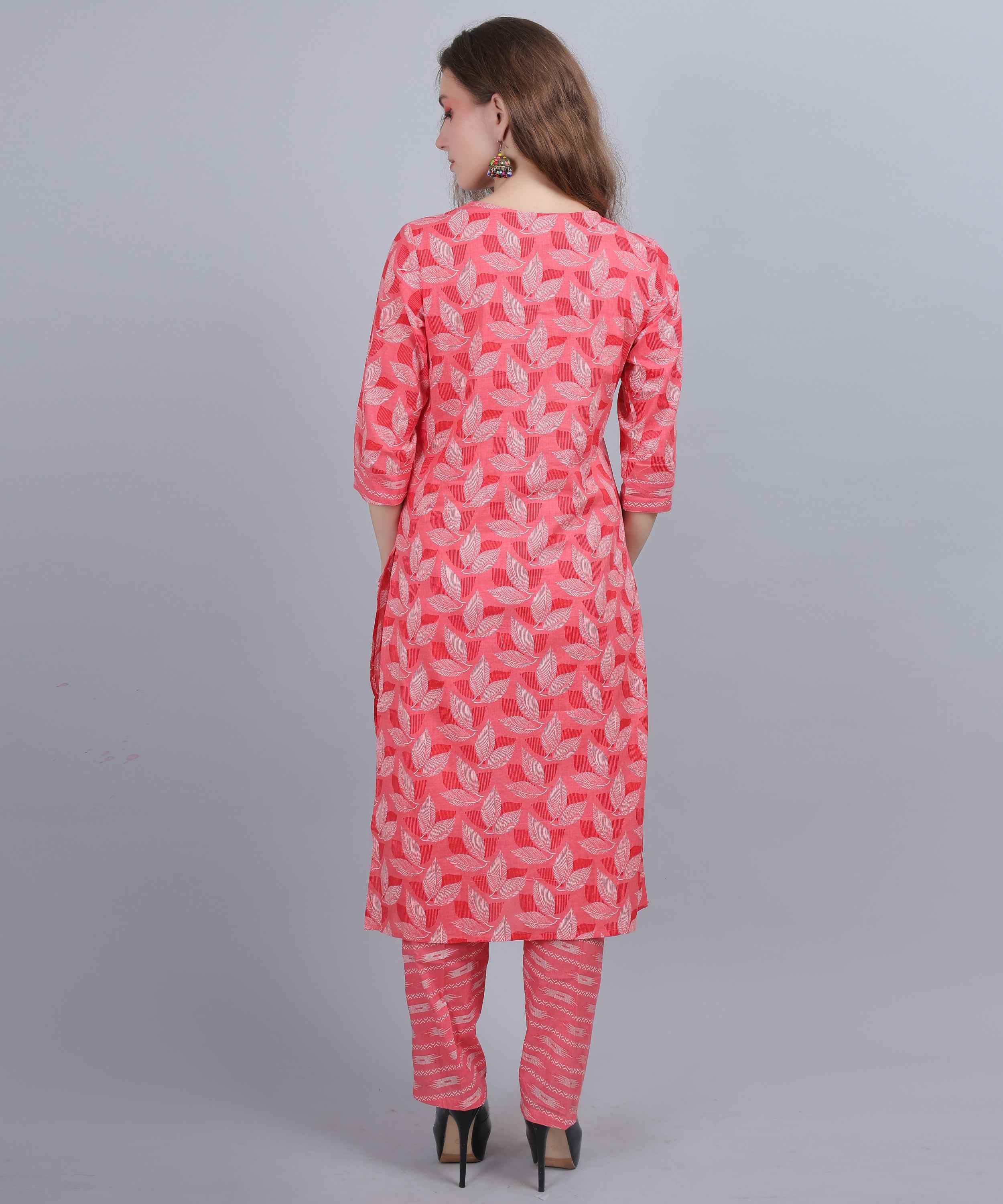 Pure Cotton Pink Straight Feeding Kurta Set