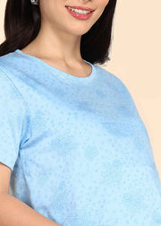 Light Blue Zipless Maternity and Feeding T-Shirt