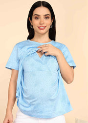Light Blue Zipless Maternity and Feeding T-Shirt