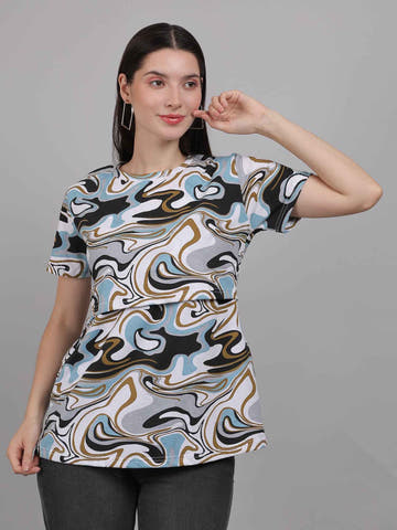Marble Print Zipless Feeding T-Shirt