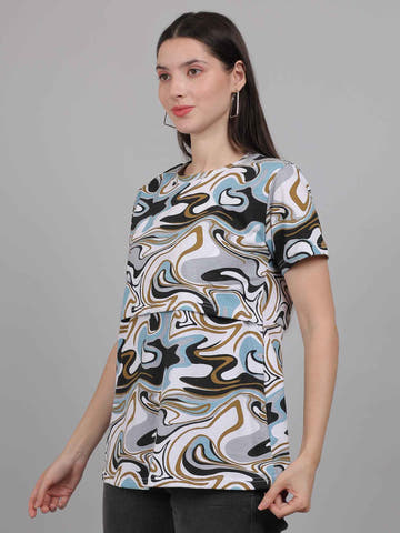 Marble Print Zipless Feeding T-Shirt