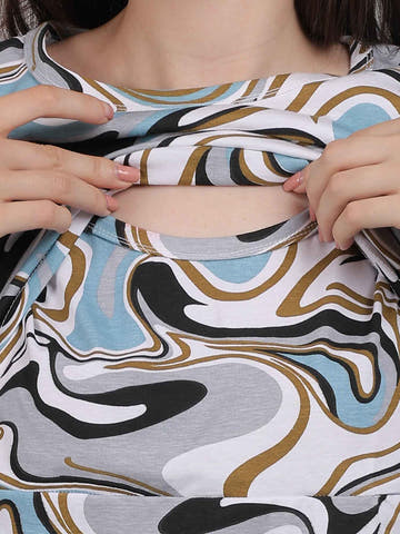 Marble Print Zipless Feeding T-Shirt