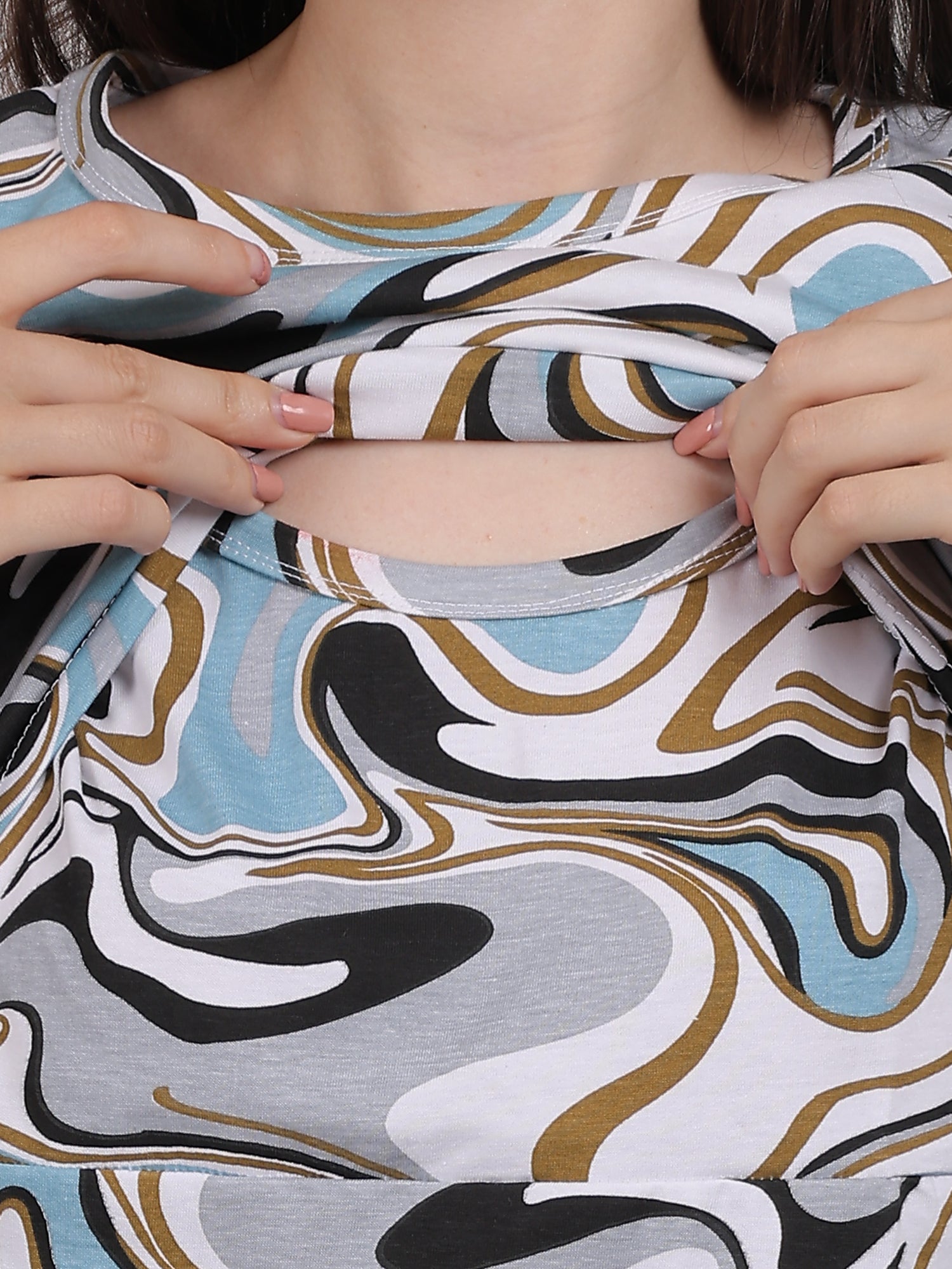 Marble-Print-Zipless-Feeding-T-Shirt-Top