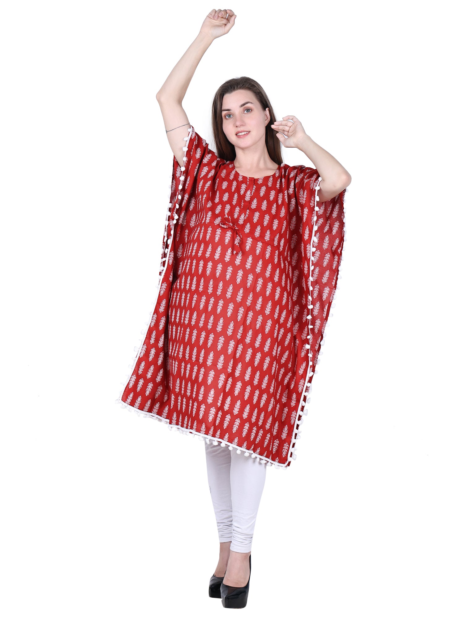 Maroon-Maternity- Feeding-Kaftan-Knee-Length