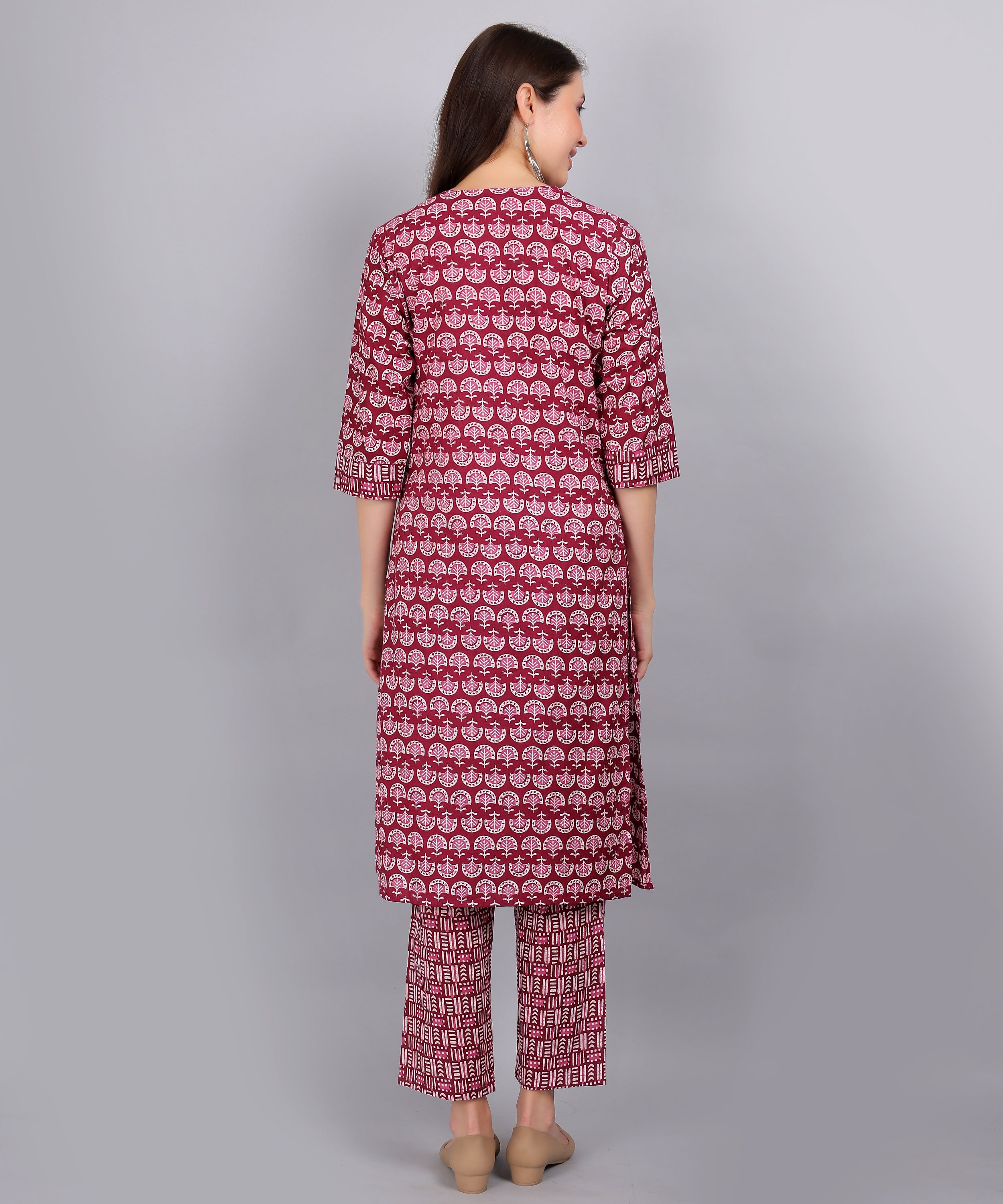 Maroon-PureCotton-StraightFeeding-KurtaSet-Dupatta