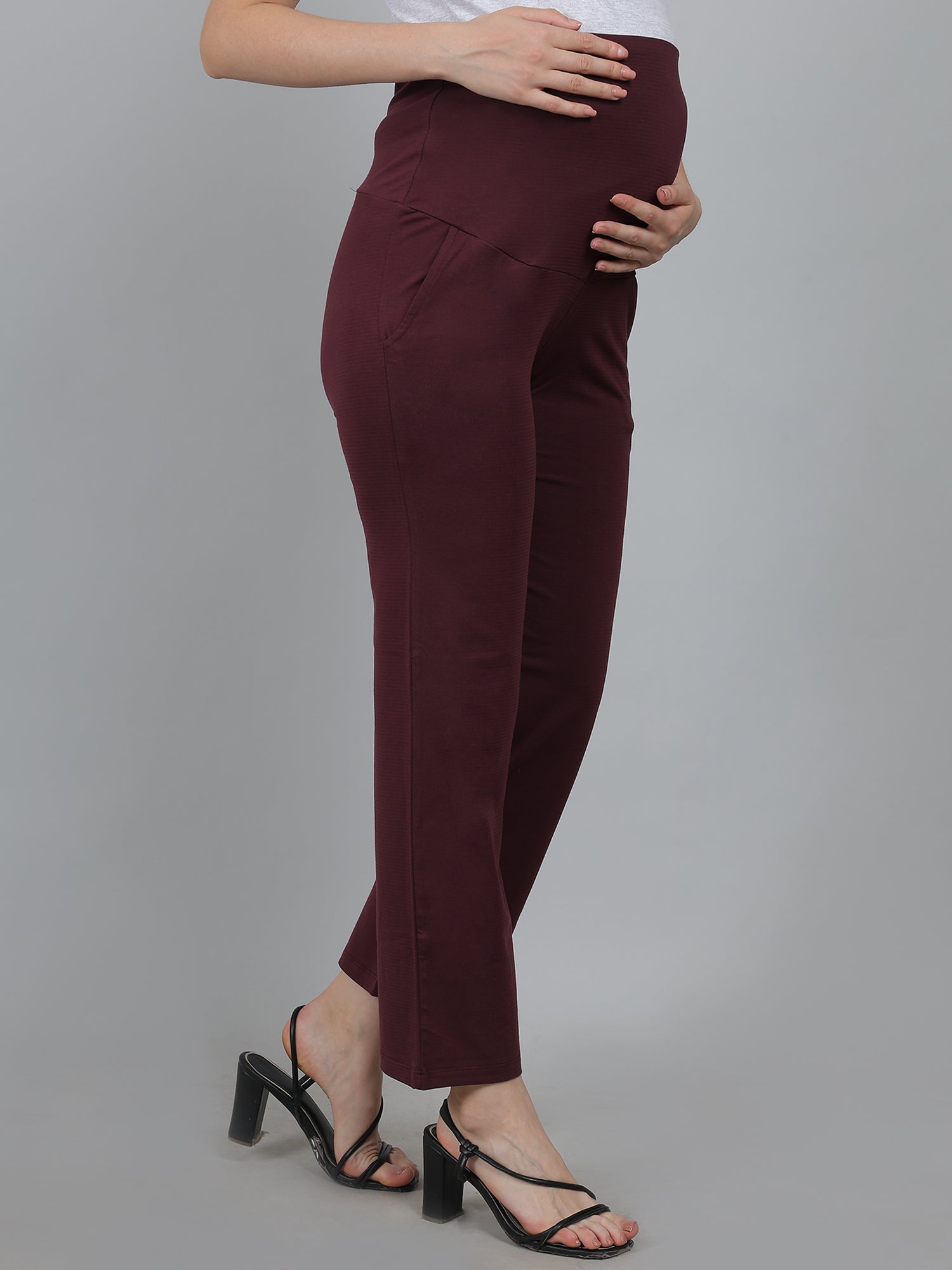 Maroon-Supima-Cotton-Maternity-Pants-Trousers
