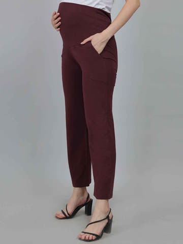 Maroon Supima Cotton Maternity Pants