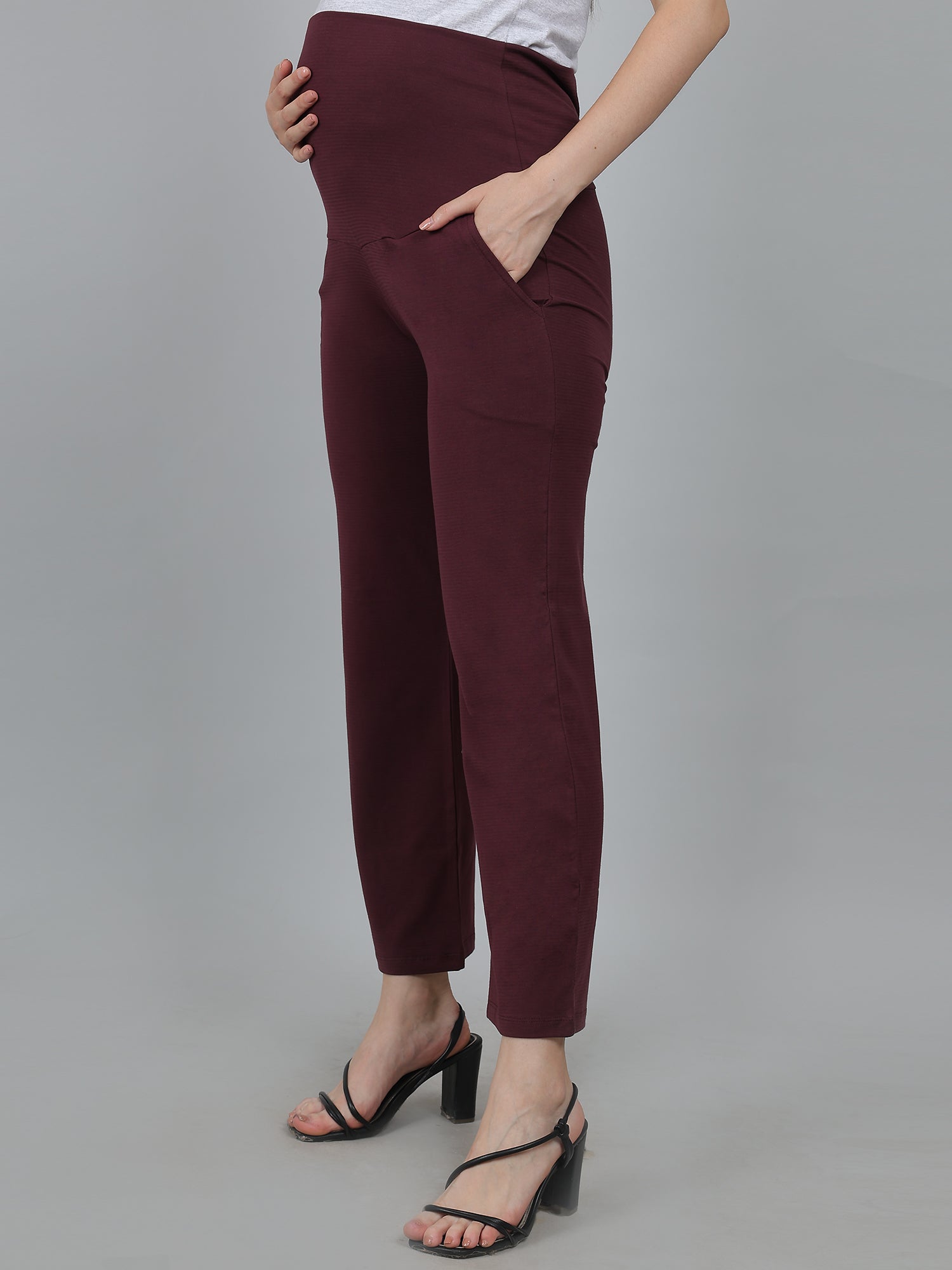 Maroon-Supima-Cotton-Maternity-Pants-Trousers