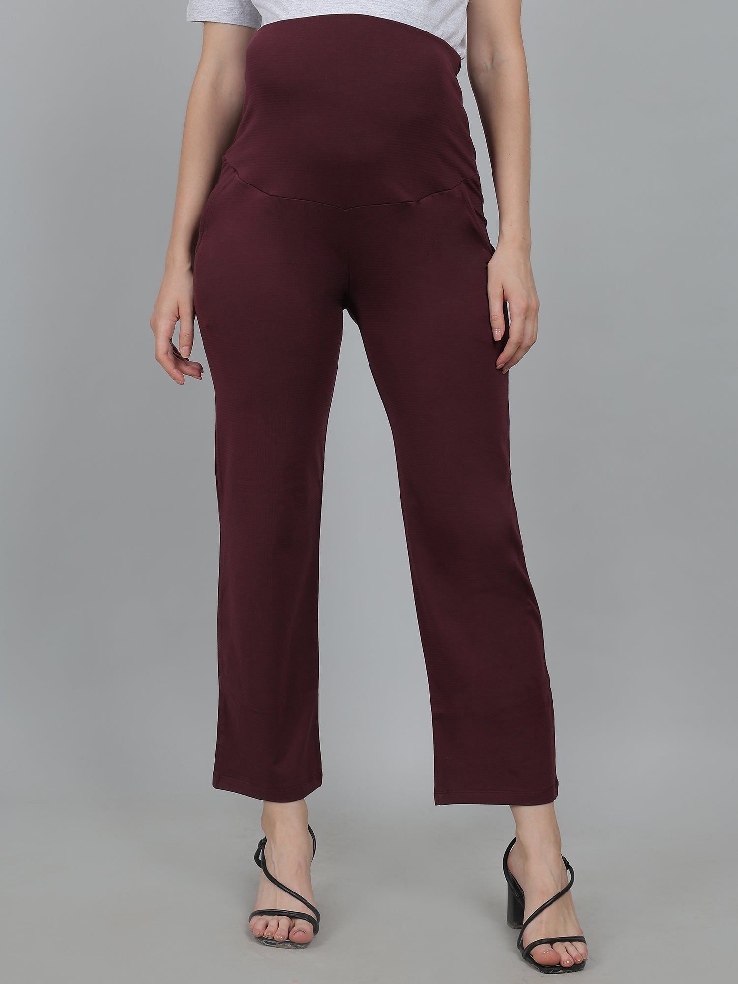 Maroon-Supima-Cotton-Maternity-Pants-Trousers