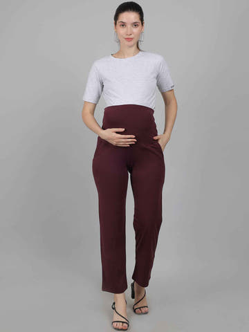 Maroon Supima Cotton Maternity Pants