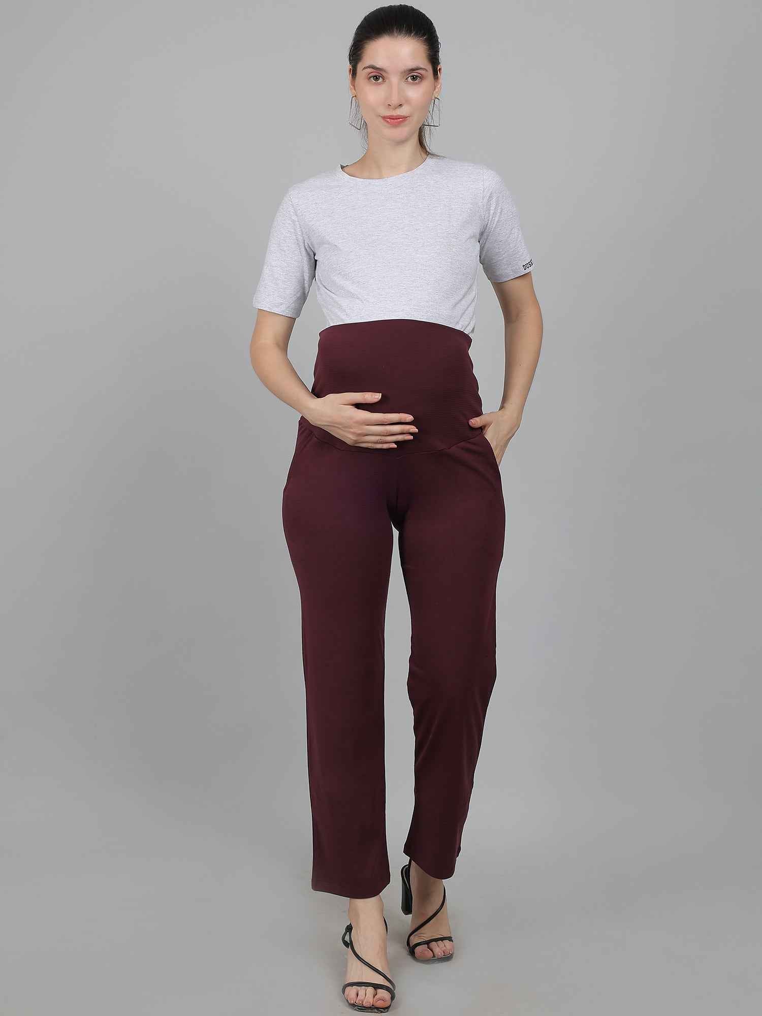 Maroon Supima Cotton Maternity Pants