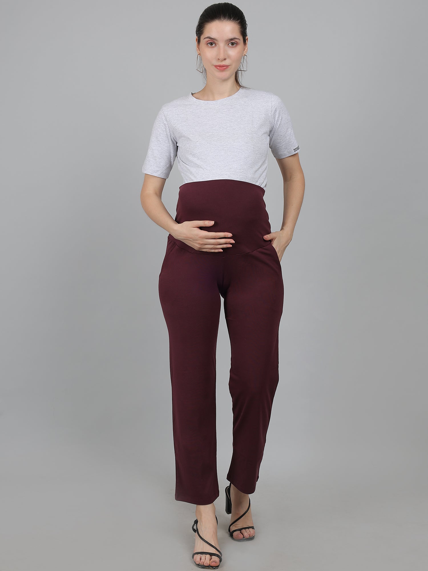 Maroon-Supima-Cotton-Maternity-Pants-Trousers