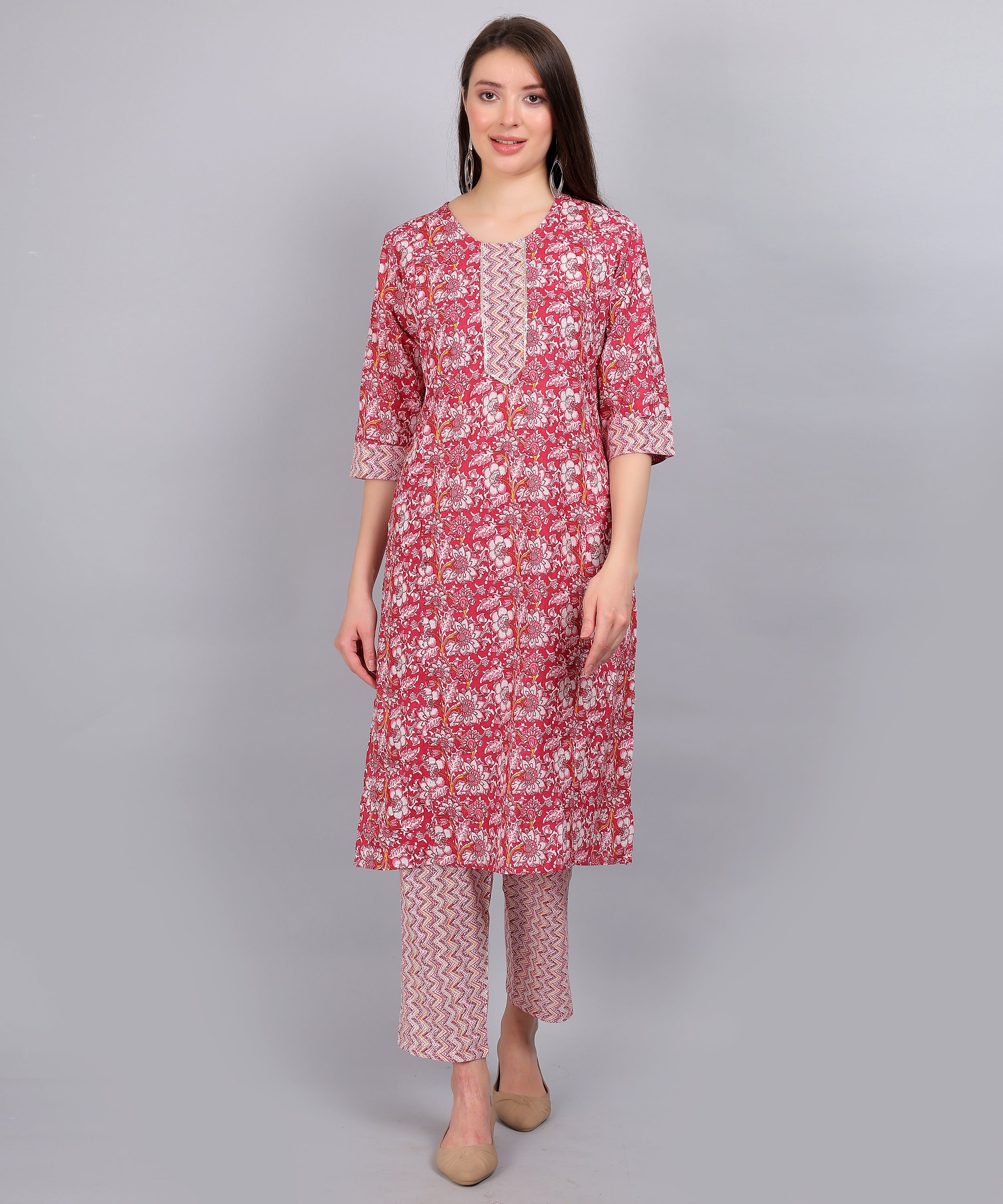 Multicolor-Printed-PureCotton-StraightFeeding-KurtaSet