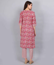 Multicolor Pure Cotton Straight Feeding Kurta Set