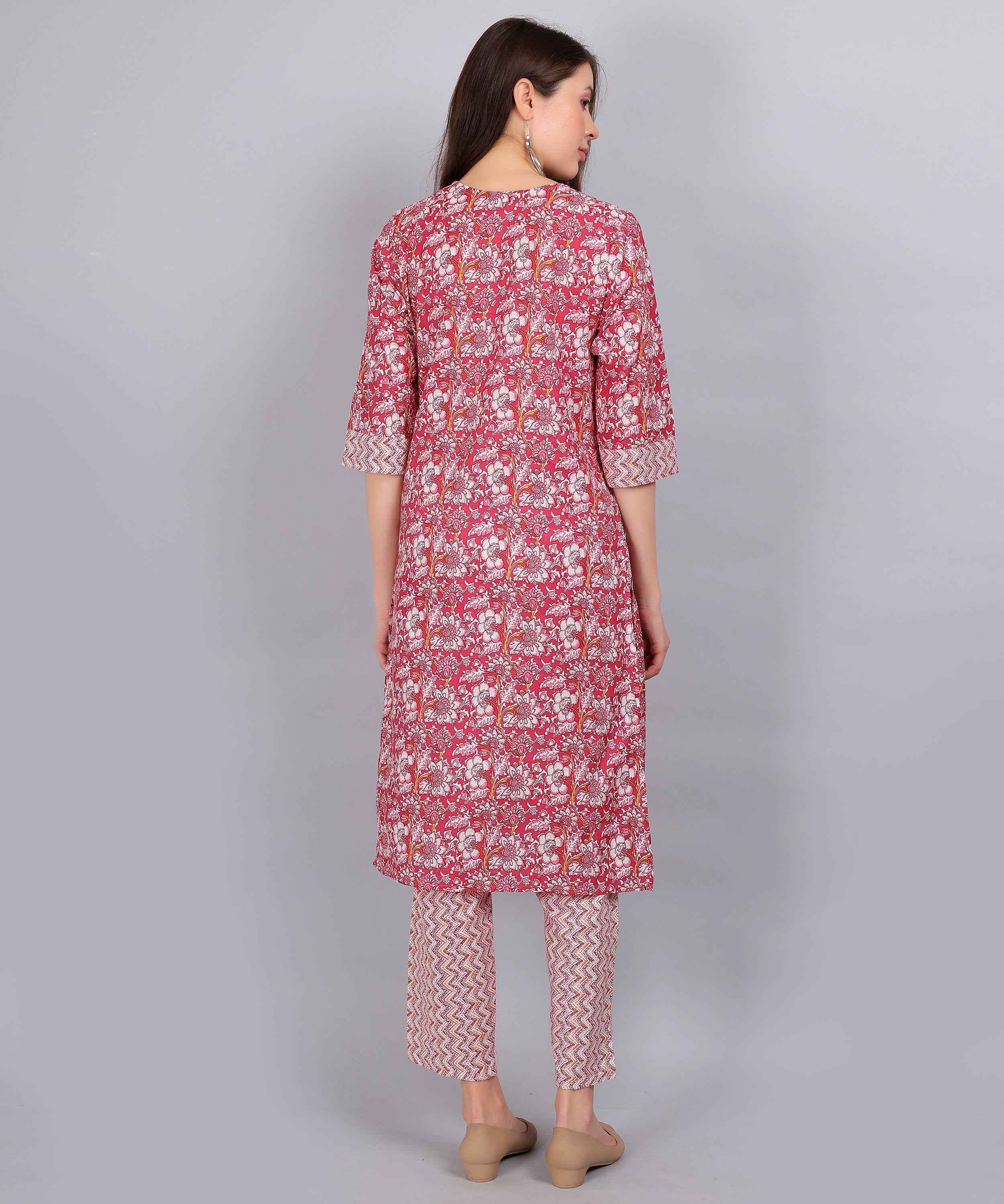 Multicolor Pure Cotton Straight Feeding Kurta Set