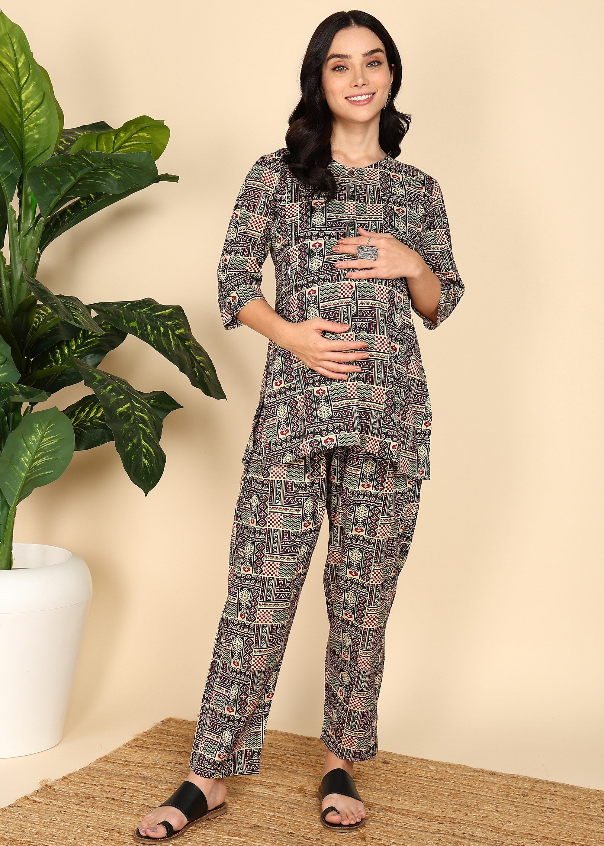 Multicolor-Pure-Cotton-Maternity-Feeding-Co-ord Set
