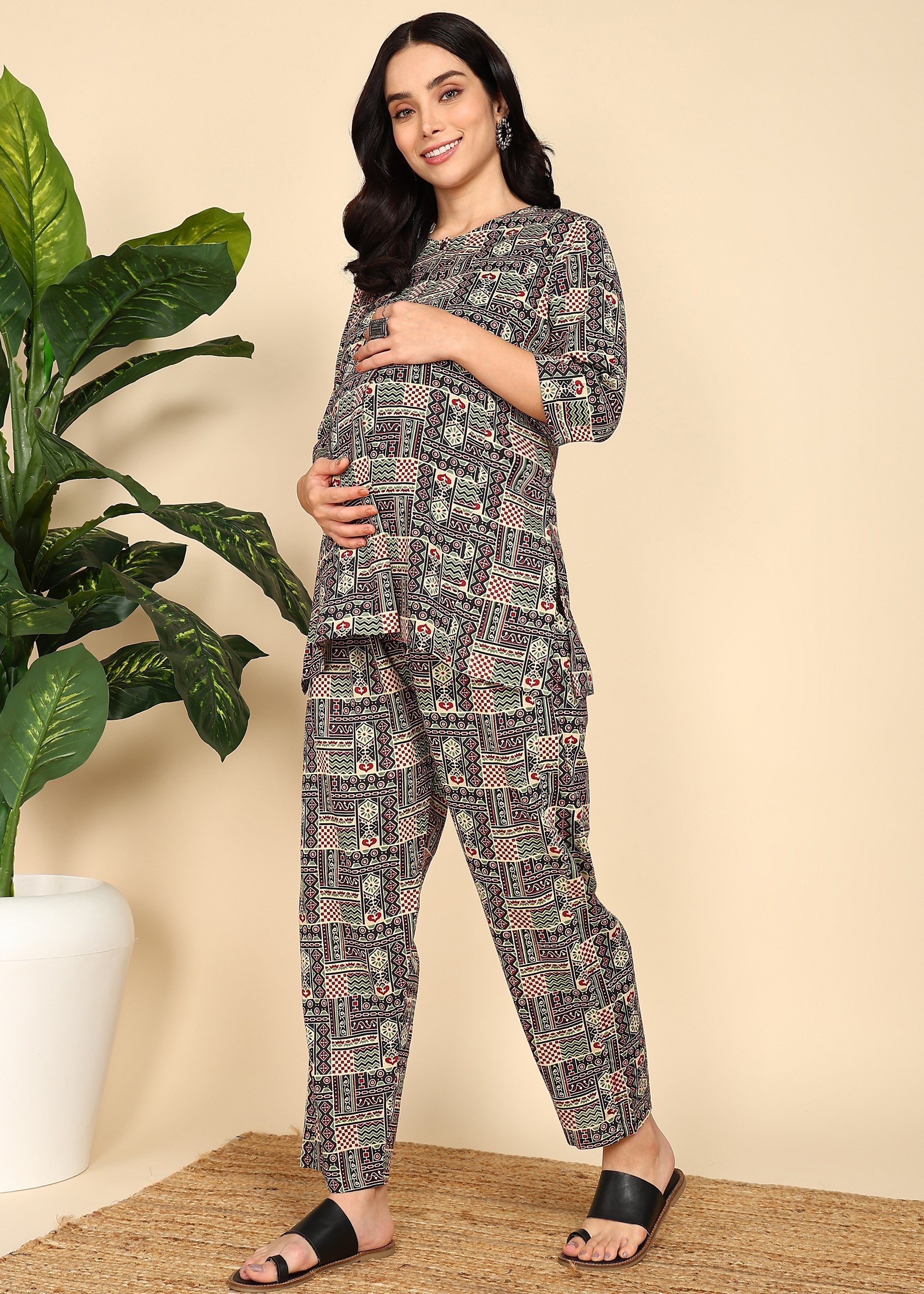 Multicolor-Pure-Cotton-Maternity-Feeding-Co-ord Set