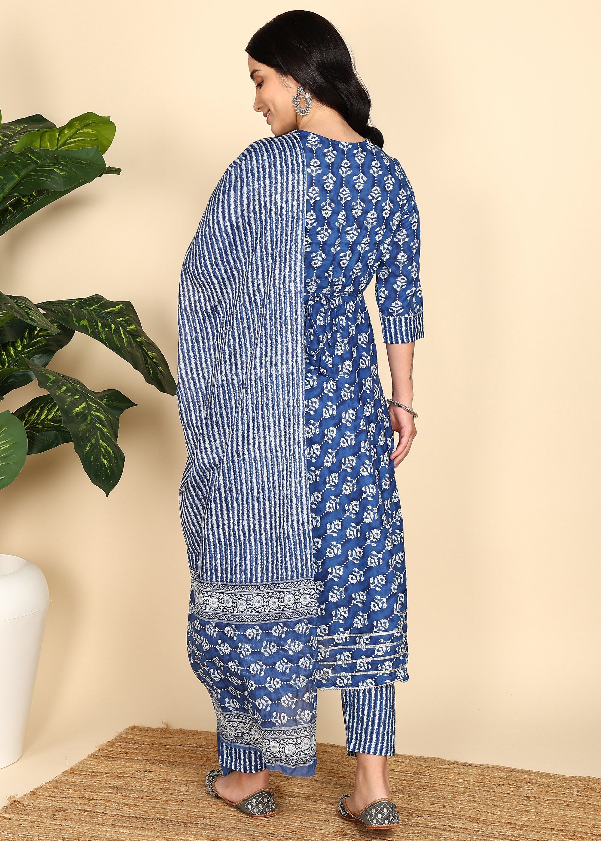 NavyBlue-Maternity-Feeding-KurtaSet-Dupatta