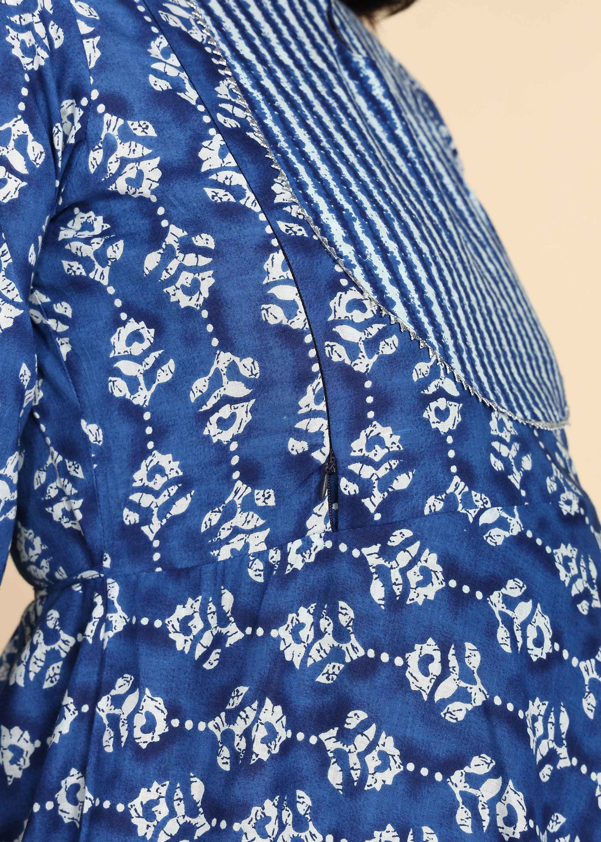 Navy Blue Maternity and Feeding Kurta Set with Dupatta