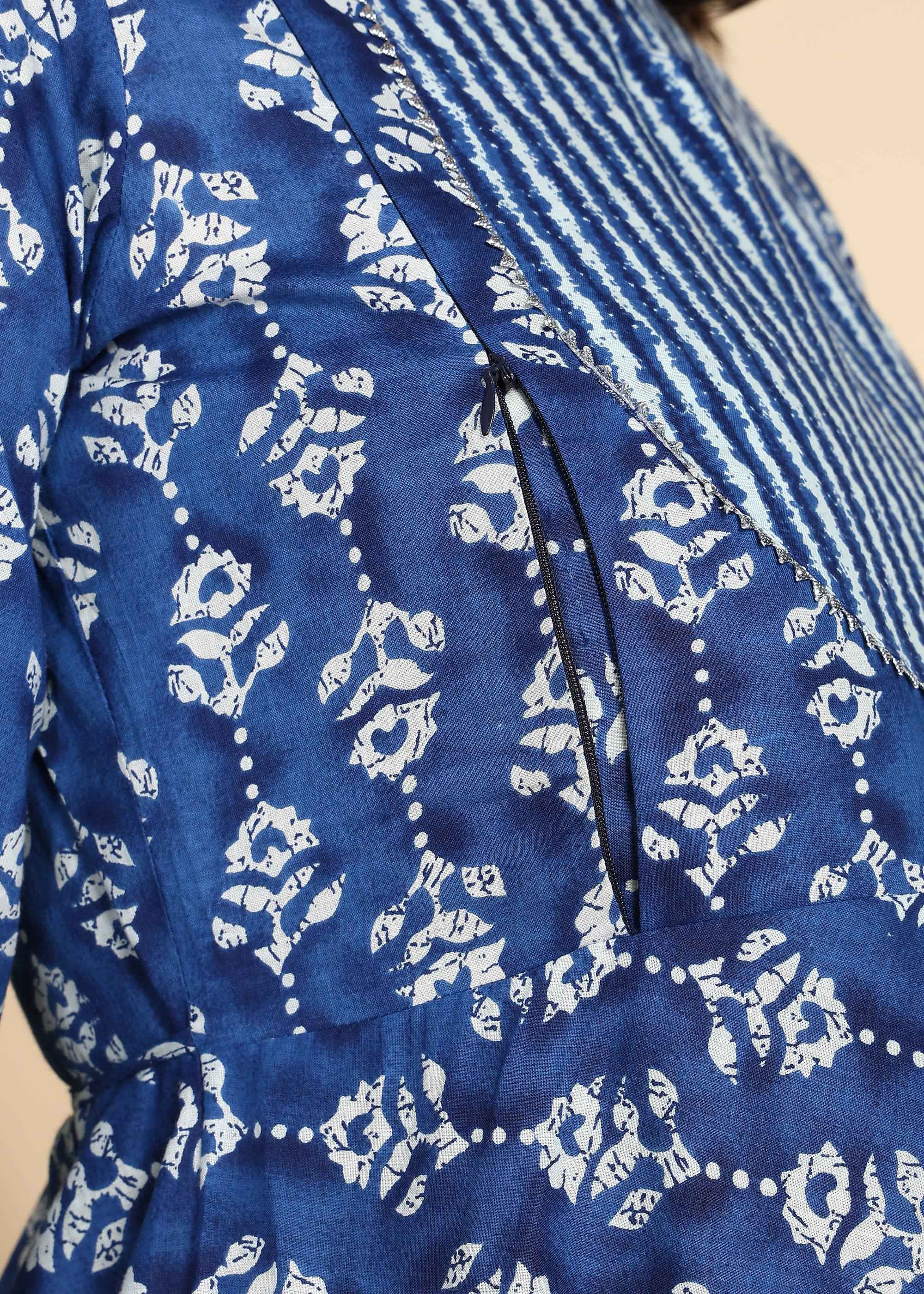 Navy Blue Maternity and Feeding Kurta Set with Dupatta