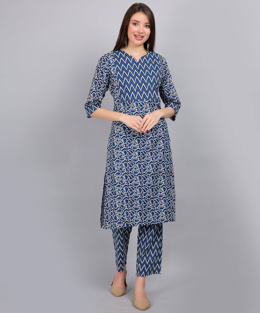 NavyBlue-PureCotton-StraightFeeding-KurtaSet