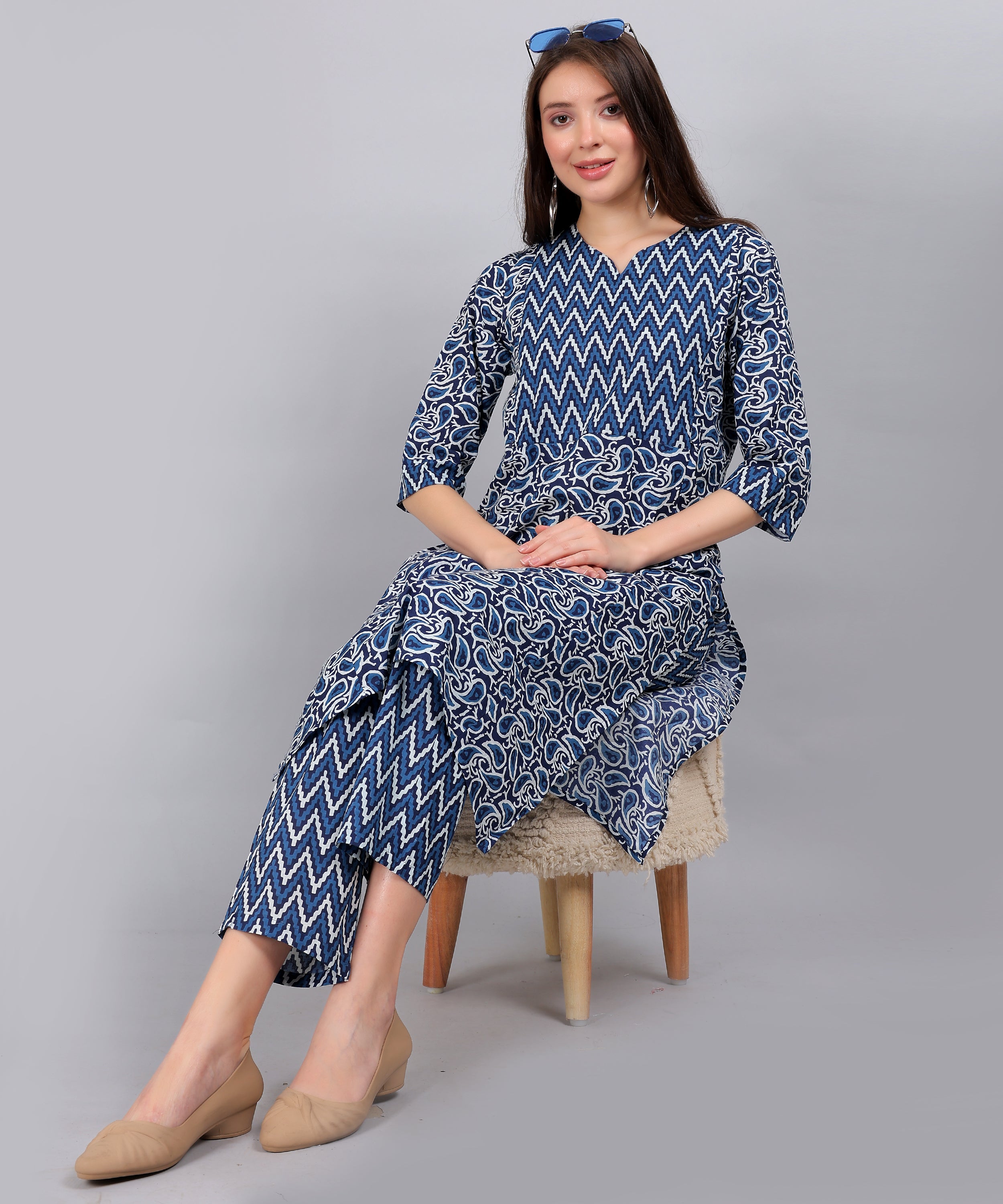 NavyBlue-PureCotton-StraightFeeding-KurtaSet