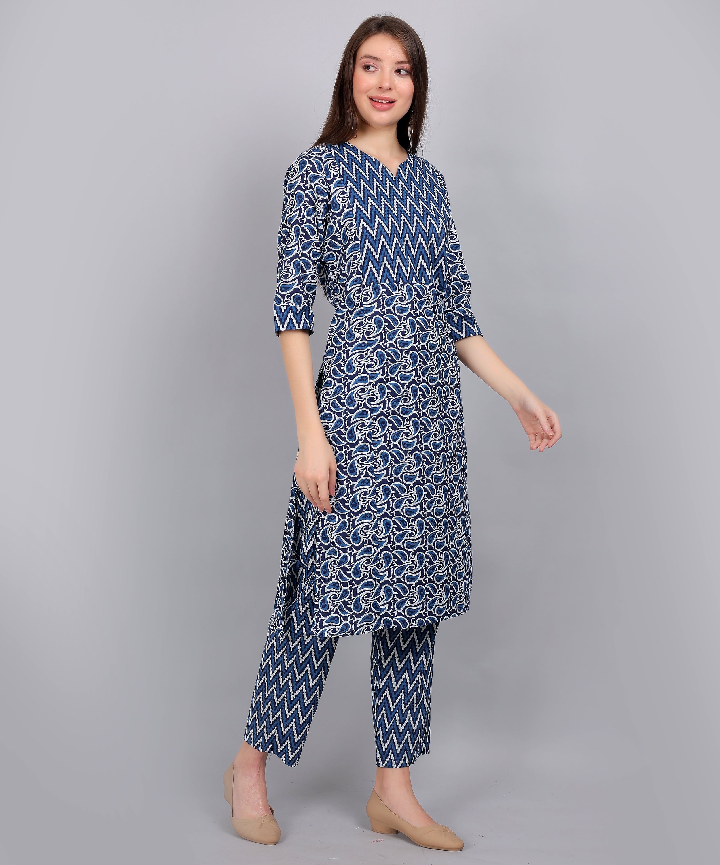 NavyBlue-PureCotton-StraightFeeding-KurtaSet