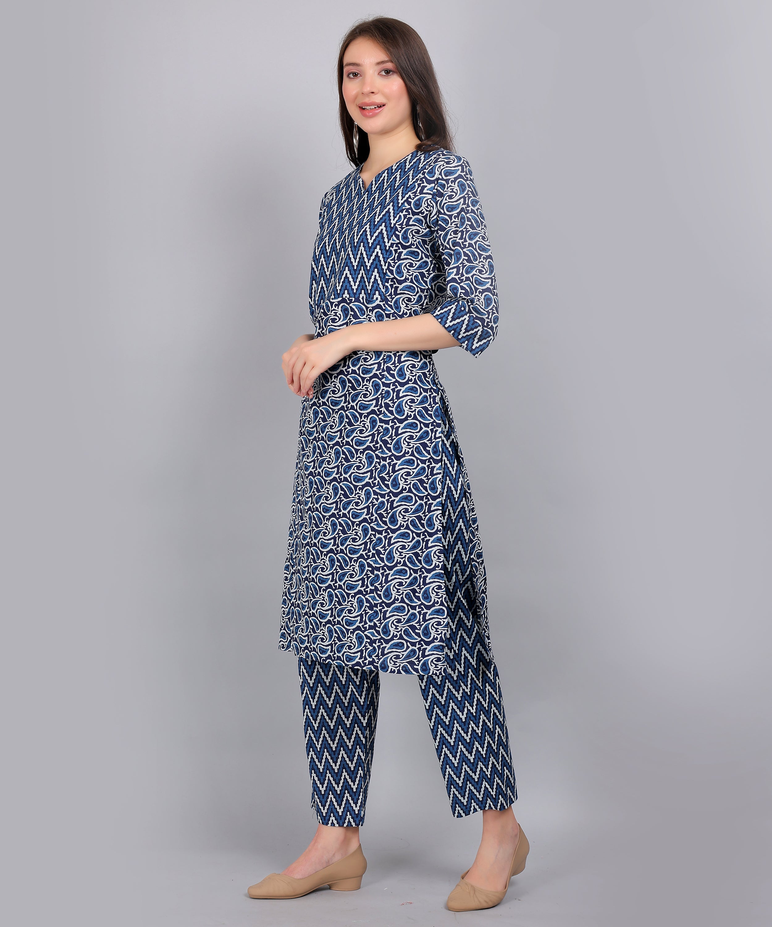 NavyBlue-PureCotton-StraightFeeding-KurtaSet