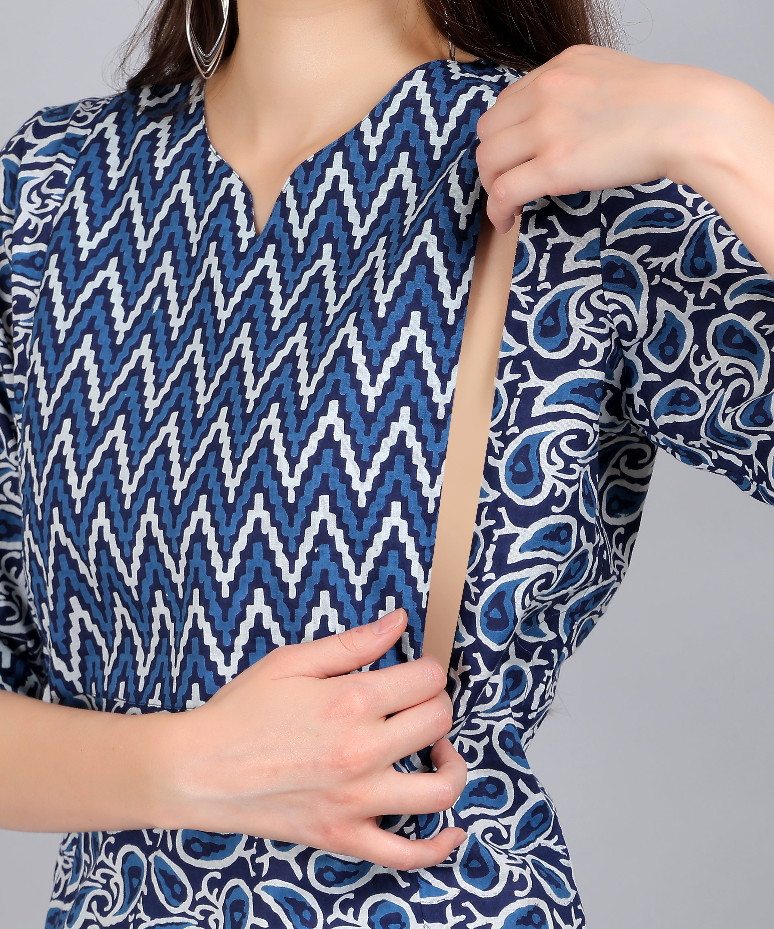 NavyBlue-PureCotton-StraightFeeding-KurtaSet