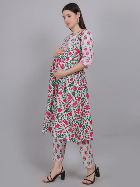 Off-White-PureCotton-Maternity-Feeding-KurtaSet