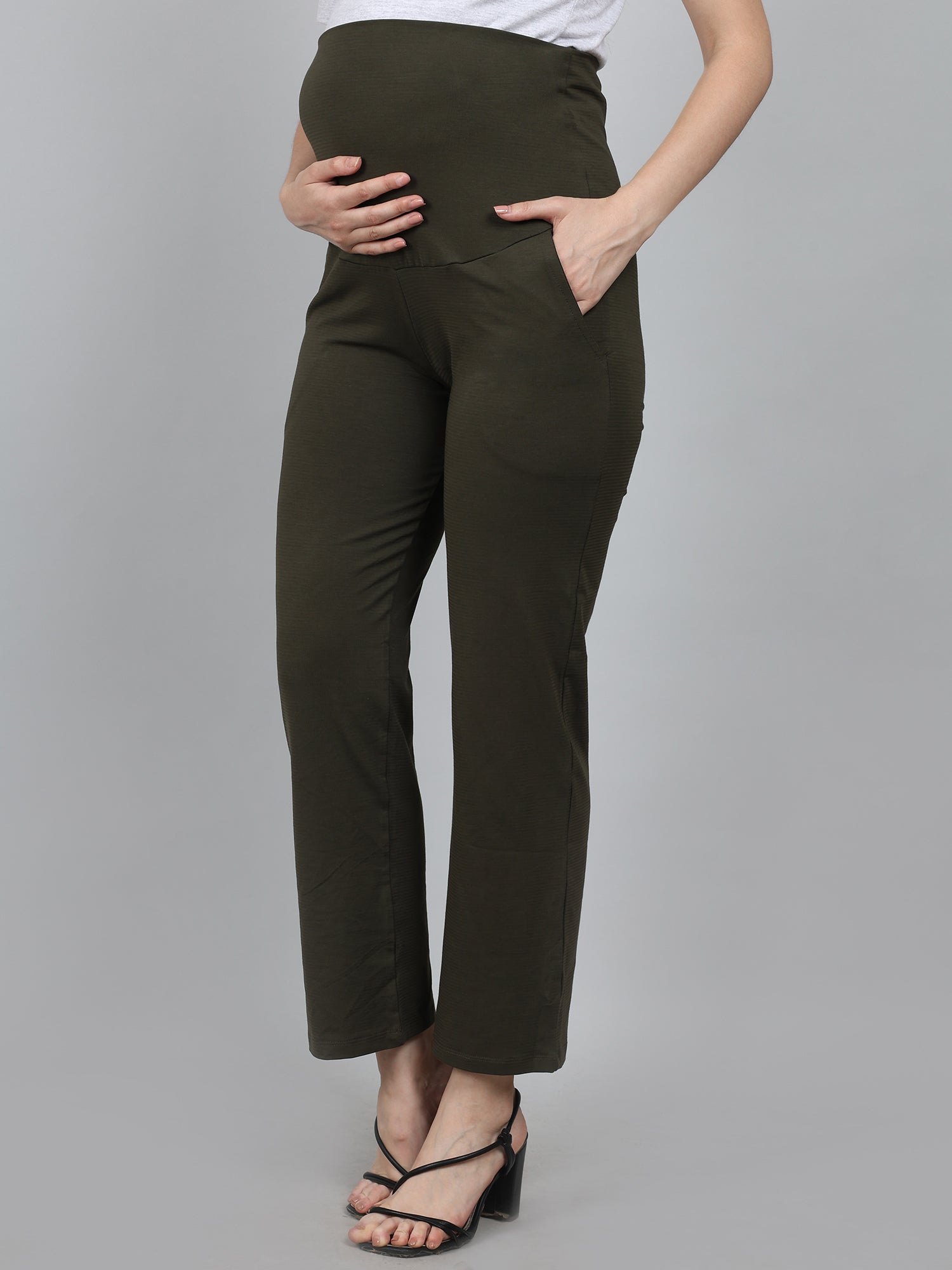 Olive-Supima-Cotton-Maternity-Pants-Trousers