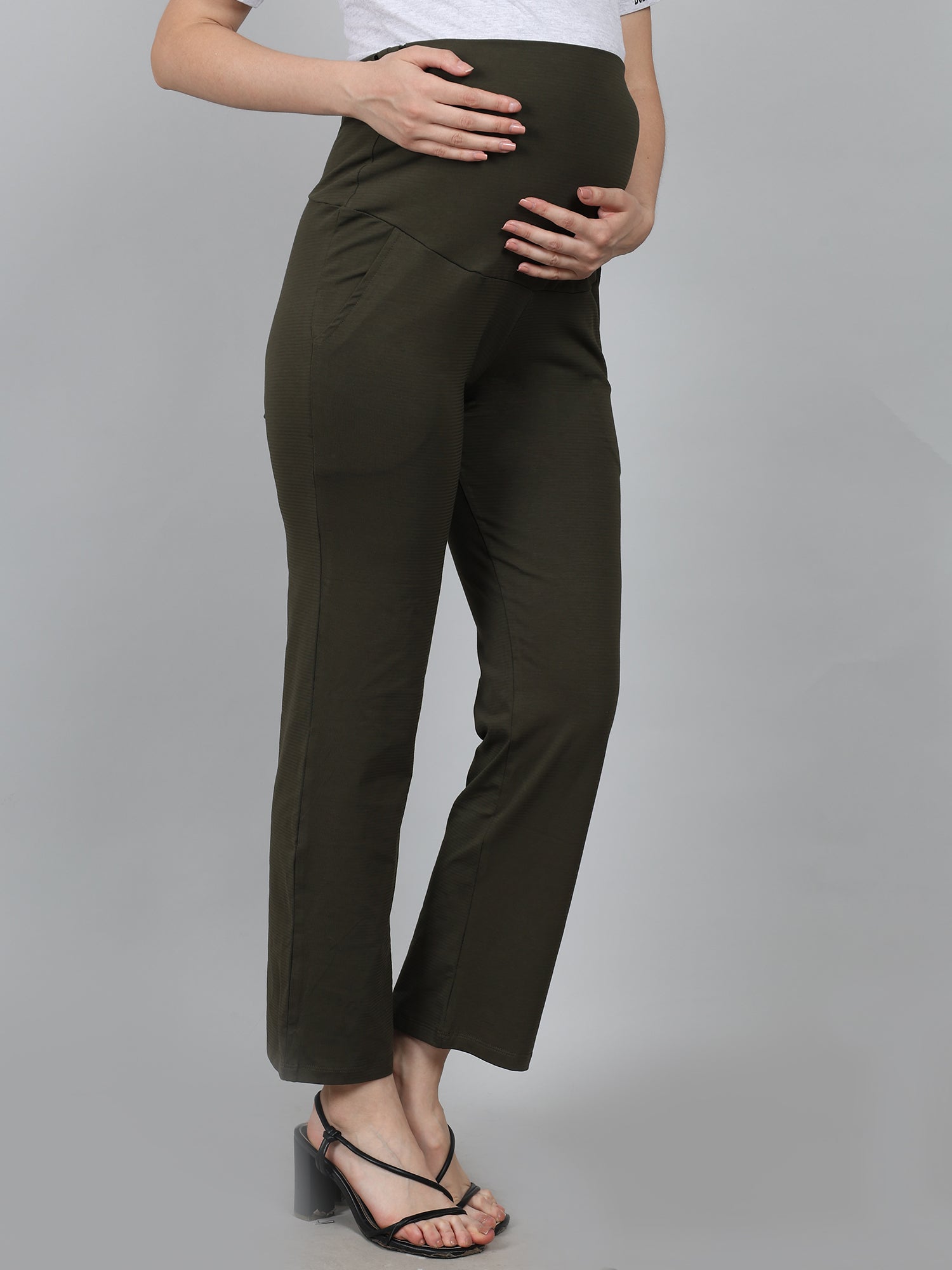 Olive-Supima-Cotton-Maternity-Pants-Trousers