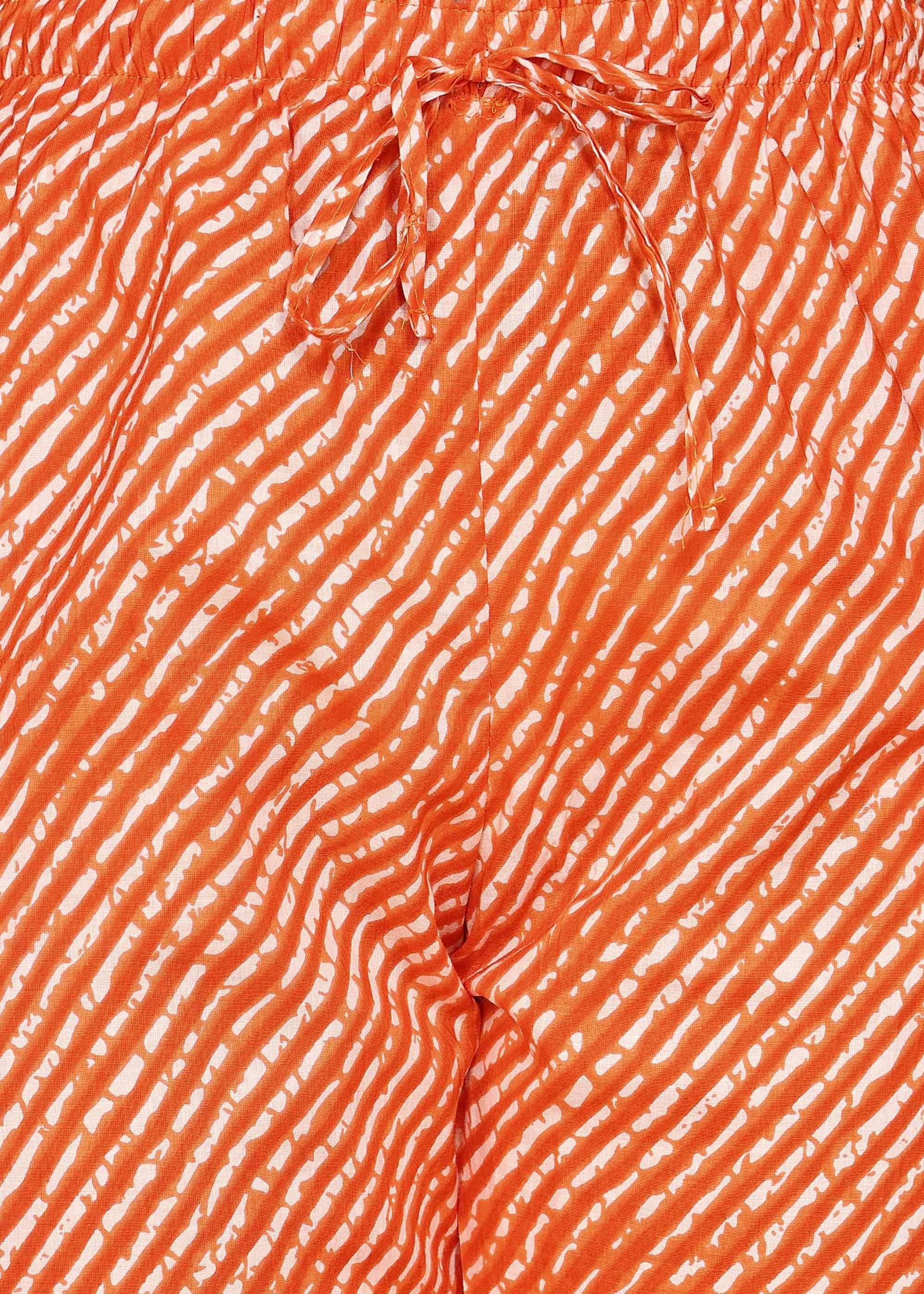Orange Bandhani Pure Cotton Straight Feeding Kurta Set with Dupatta