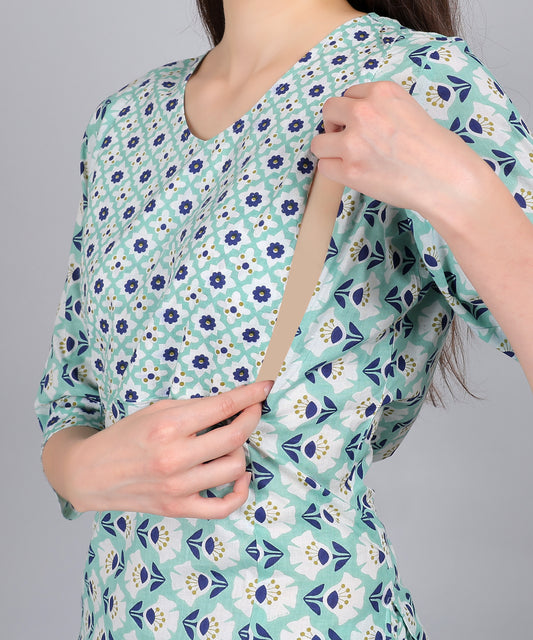 Pastel-Green-PureCotton-StraightFeeding-KurtaSet