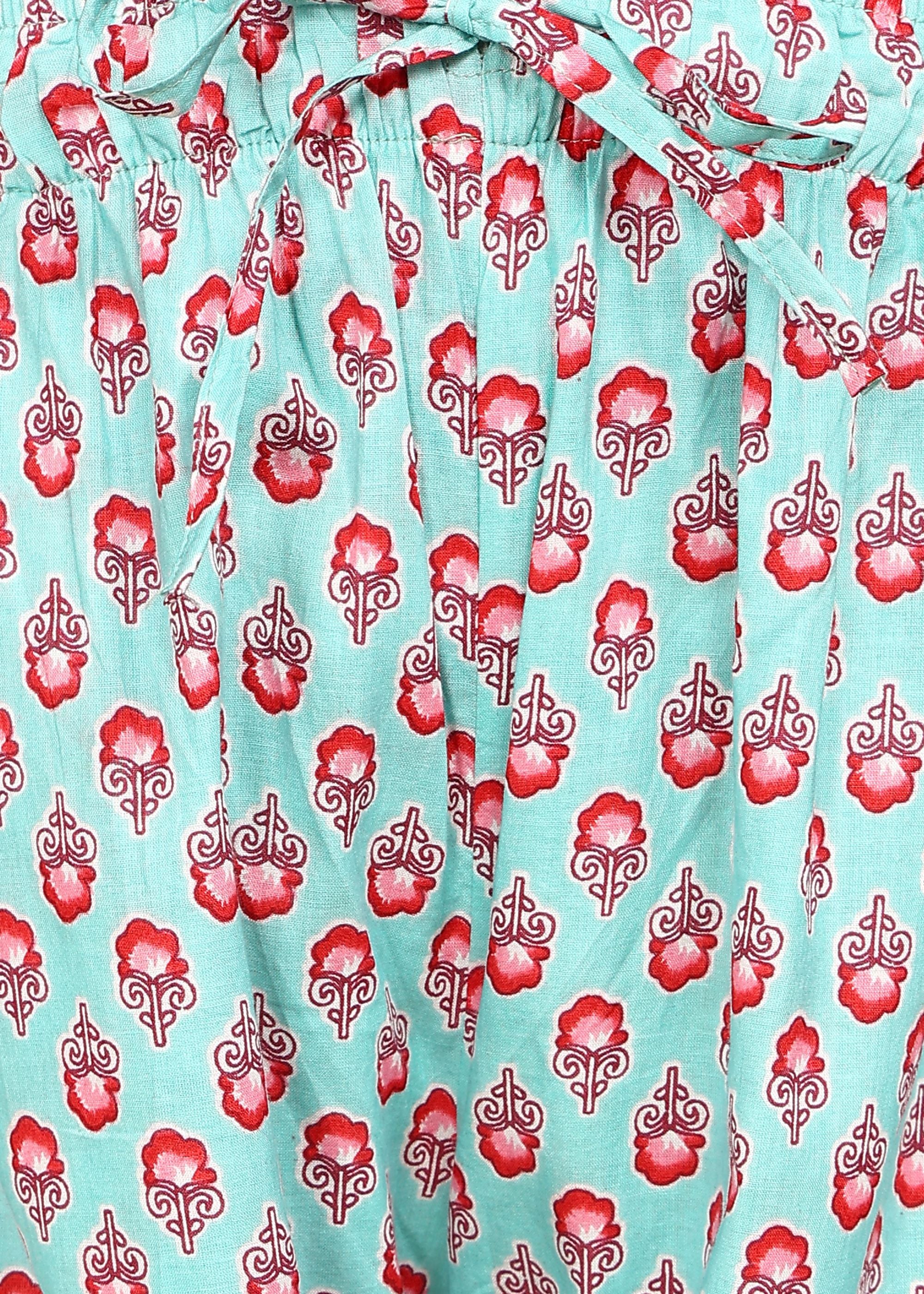 PastelTeal-Printed-Maternity-Feeding-KurtaSet-Dupatta