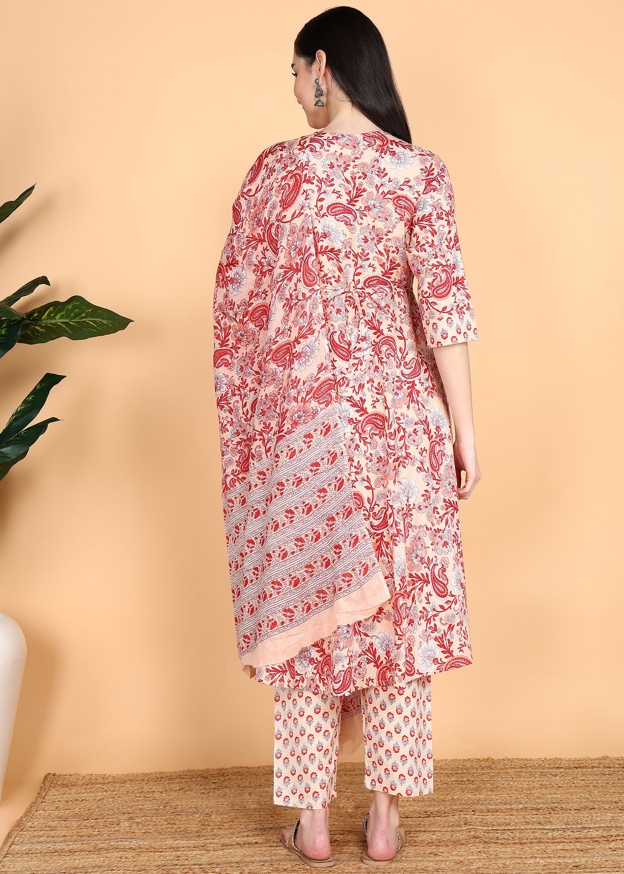 Peach-Maternity-Feeding-KurtaSet-with-Dupatta