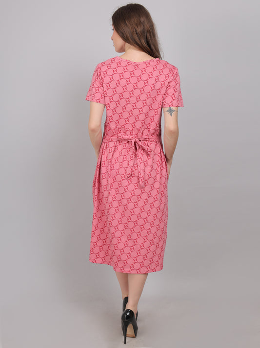 Pink-KnittedCotton-Maternity-Loungewear-Dress