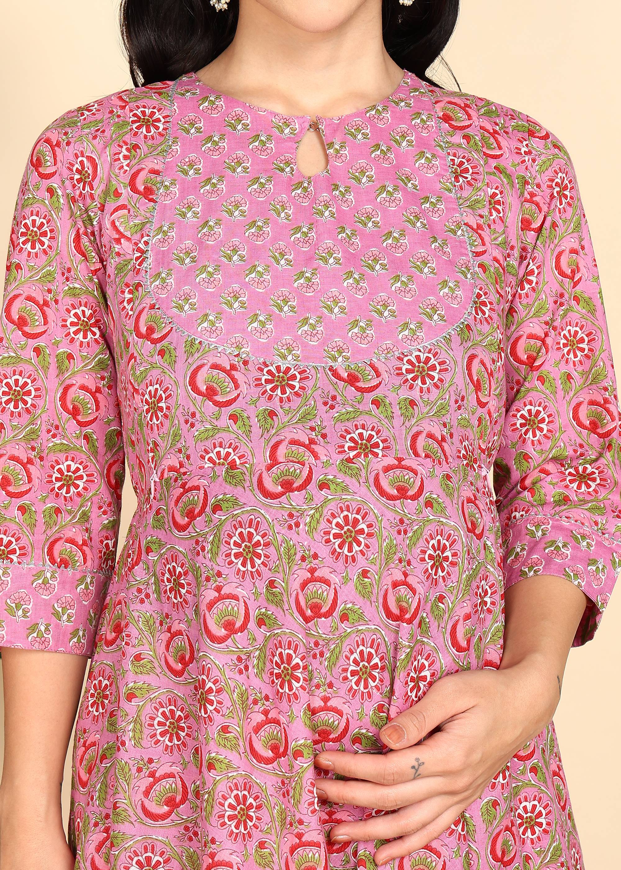 Pink-Maternity-Feeding-KurtaSet-Dupatta