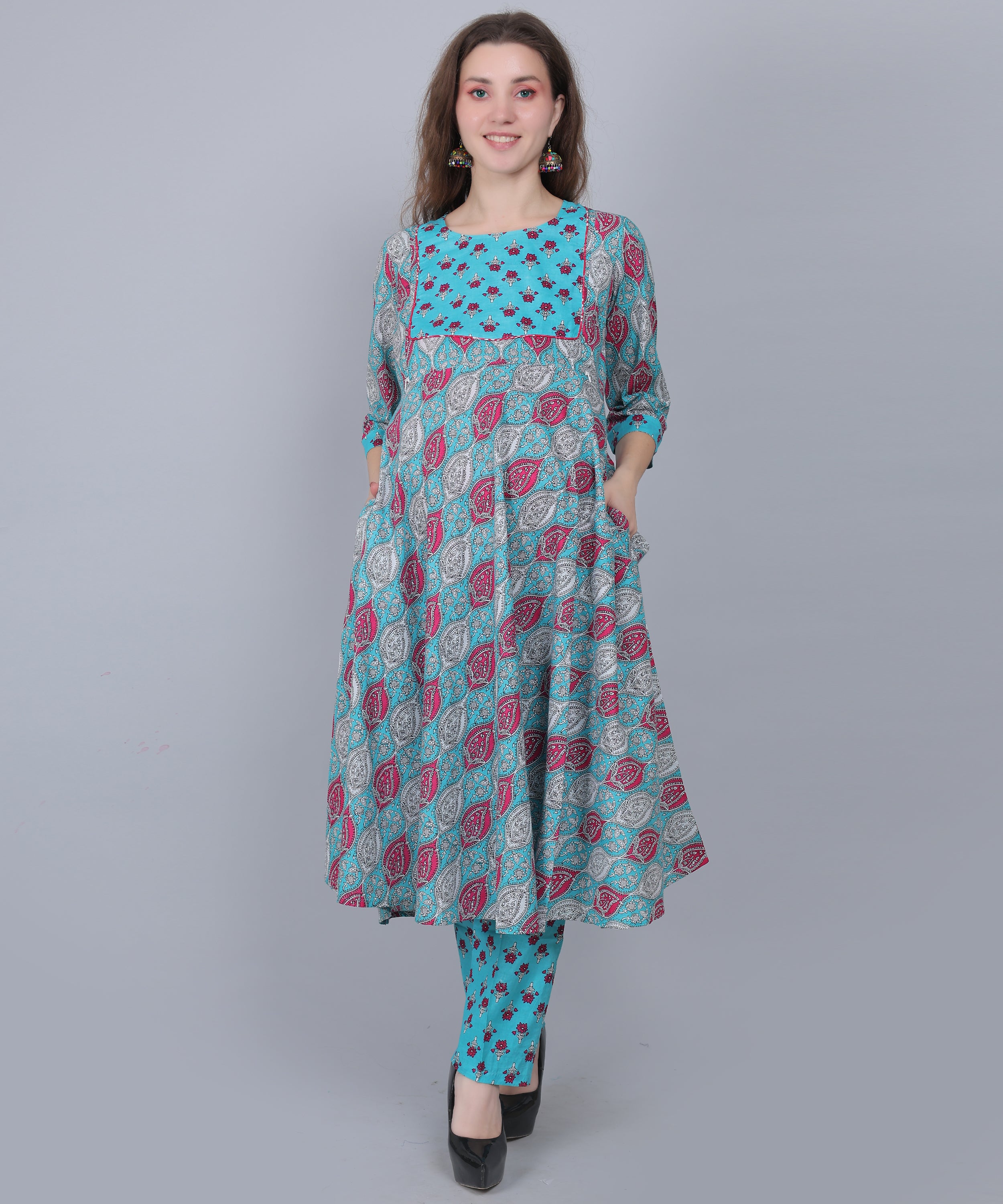 PureCotton-Aqua-Maternity-Feeding-KurtaSet-Dupatta