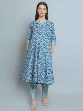 Pure Cotton Indigo Maternity and Feeding Kurta Set