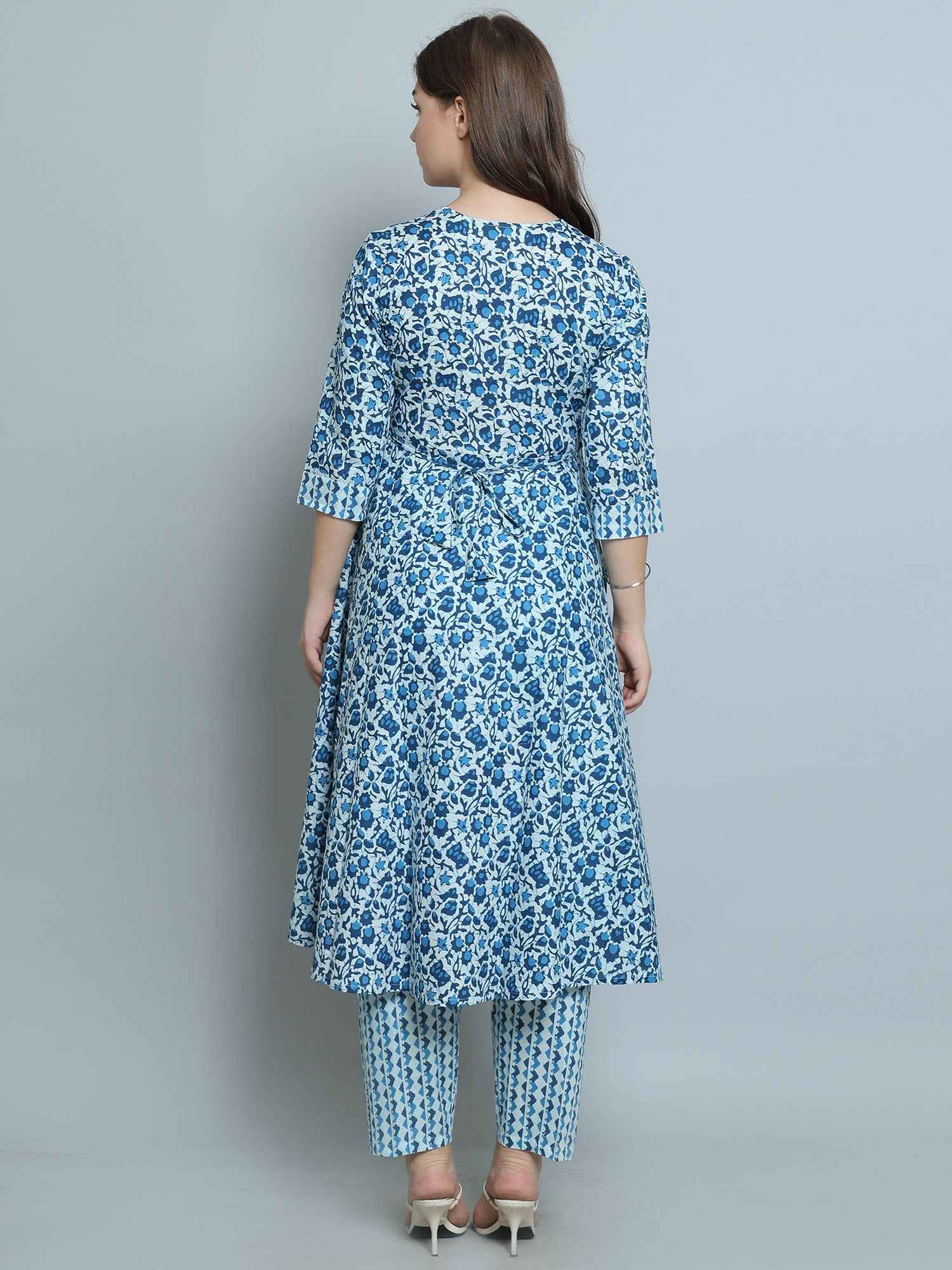 Pure Cotton Indigo Maternity and Feeding Kurta Set