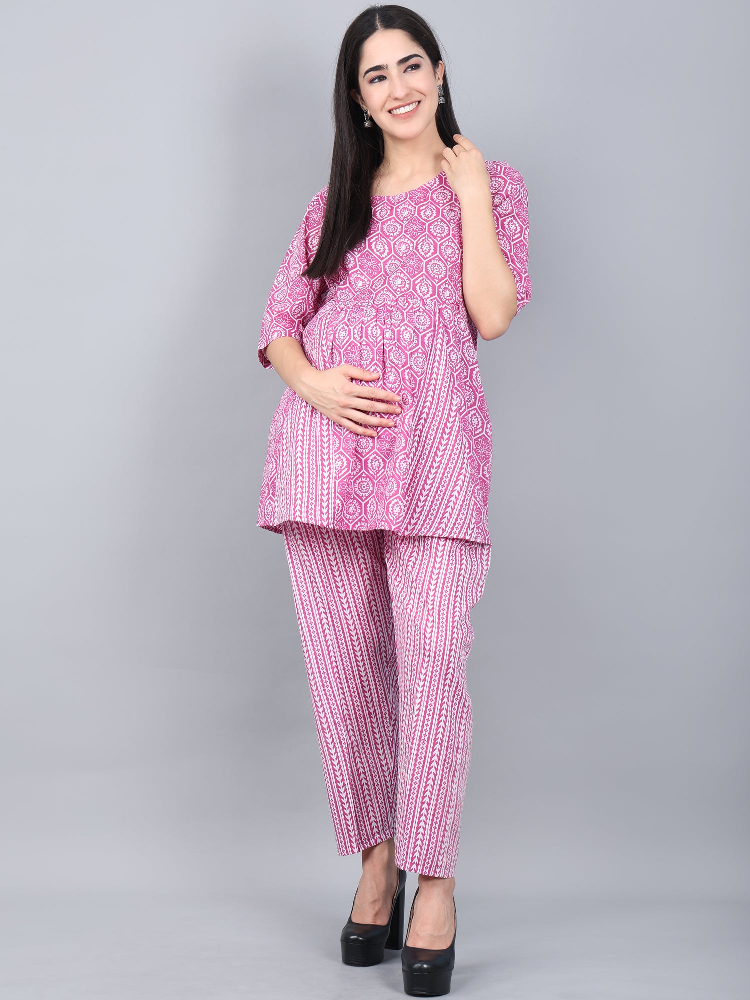 Pajama Set Night Dress For Pregnancy ZEYO Women's Cotton Heart