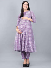 Purple Pure Cotton Maternity and Feeding Kurta Set